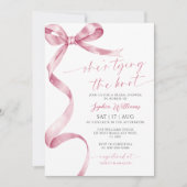 Ze is de knoop roze strik Vrijgezellenfeest Kaart (Voorkant)