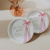 Ze is de knoop roze strik Vrijgezellenfeest Papieren Bordje