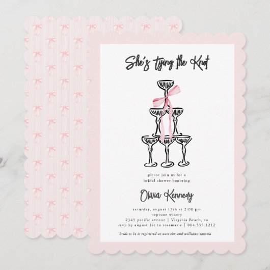 Ze is de Knoop Vrijgezellenfeest Coquette aan het  Kaart (Voorkant / Achterkant)