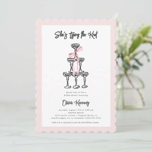 Ze is de Knoop Vrijgezellenfeest Coquette aan het  Kaart (Staand voorkant)