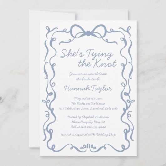 Ze is de Knot Blue Bow Vrijgezellenfeest aan het b Kaart (Voorkant)