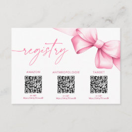 Ze is de Knot Pink Bow Shower Registry aan het bin Informatiekaartje