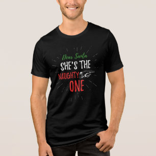 Ze is de Naughty One Kerstnieuwigheid Tri-Blend Shirt