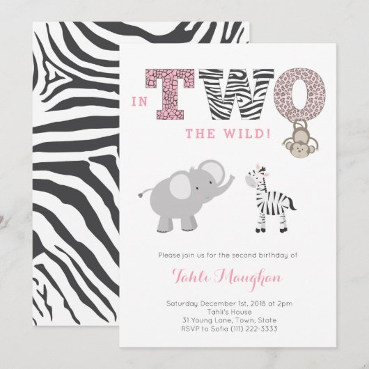 Ze is de tweede verjaardag van de TWEE Wild Safari Kaart (Voorkant / Achterkant)