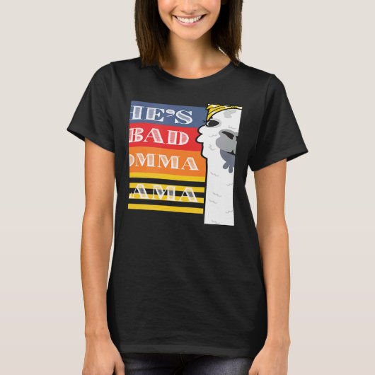 Ze is een Bad Momma Llama for Women Animal Retro 2 T-shirt (Voorkant)