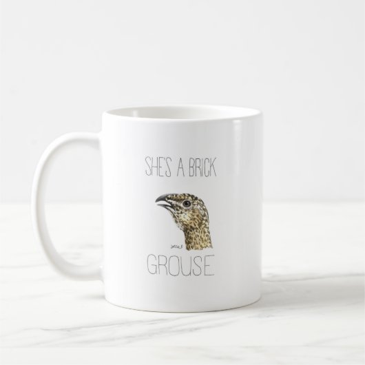 Ze is een Brick Grouse (Grotere Sage Grouse) Koffiemok (Links)