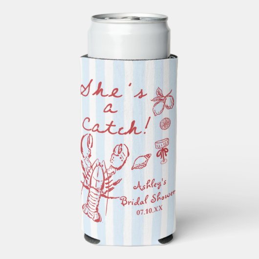 Ze is een Catch Coastal Lobster Vrijgezellenfeest Seltzer Blikjeskoeler (Seltzer Achterkant)