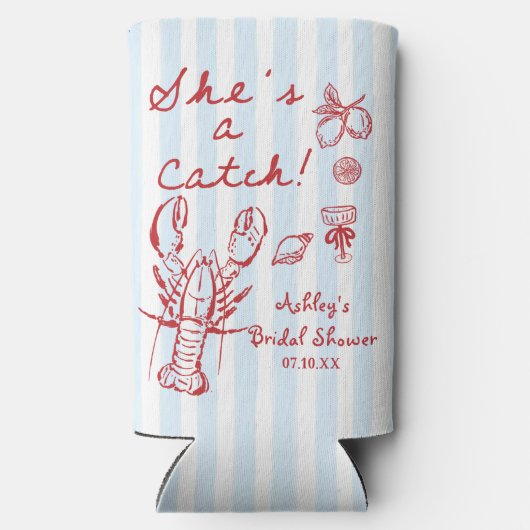 Ze is een Catch Coastal Lobster Vrijgezellenfeest Seltzer Blikjeskoeler (Achterkant)