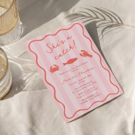 Ze is een Catch Lobster Roze & Oranje Vrijgezellen Kaart