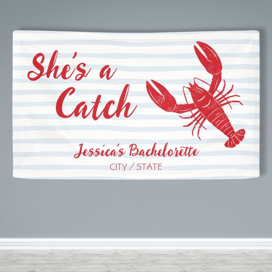 Ze is een Catch Lobster vrijgezellenfeest Spandoek