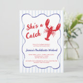 Ze is een Catch Lobster vrijgezellenweekend Kaart (Staand voorkant)