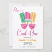 Ze is een coole eerste verjaardag popsicle kaart (Voorkant)