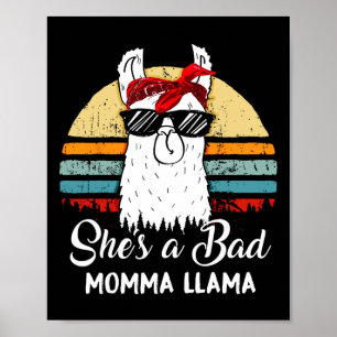 Ze is een D Momma Llama Funny Retro Mama Poster