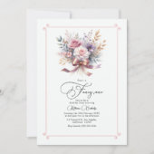 "Ze is een Fancy" Bow Floral 1st Birthday Party Kaart (Voorkant)