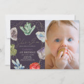 Ze is een Gem Crystals Edelsteen 1e Verjaardag Fot Kaart (Voorkant)