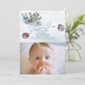 Ze is een Gem Crystals Edelsteen Geologie 1e Verja Kaart (Staand voorkant)