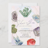 Ze is een Gem Crystals Edelsteen Geologie Verjaard Kaart (Voorkant)