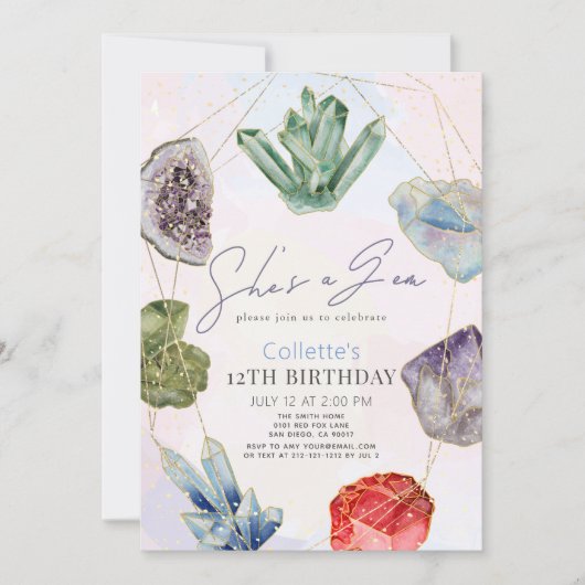 Ze is een Gem Crystals Edelsteen Geologie Verjaard Kaart (Voorkant)