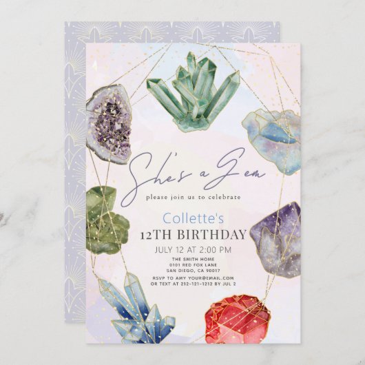 Ze is een Gem Crystals Edelsteen Geologie Verjaard Kaart (Voorkant / Achterkant)