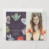 Ze is een Gem Crystals Edelsteen Verjaardagsfoto Kaart (Voorkant)