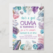 Ze is een Gem Geology Girl verjaardagsuitnodiging Kaart (Voorkant)