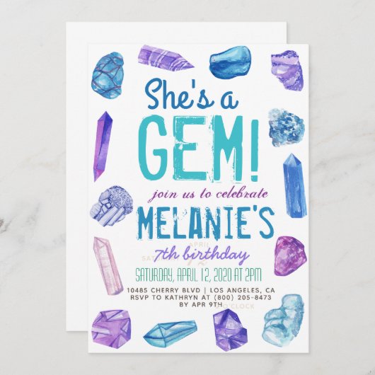 Ze is een Gem Geology Rock Birthday. Kaart (Voorkant / Achterkant)