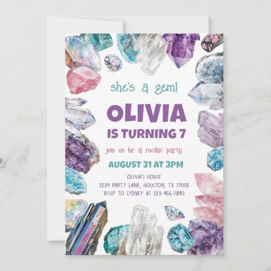 Ze is een Gem Verjaardag Uitnodiging, Geologie Roc Kaart (Voorkant)