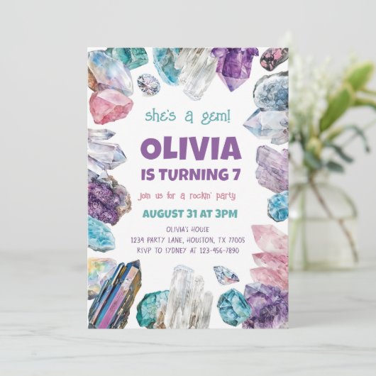 Ze is een Gem Verjaardag Uitnodiging, Geologie Roc Kaart (Staand voorkant)