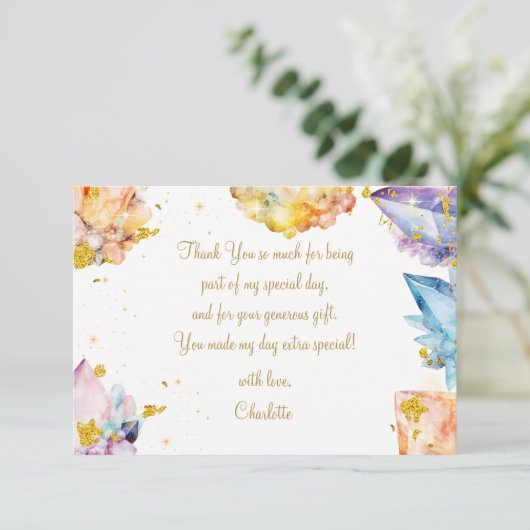 Ze is een Gem Verjaardagskristallen Meisjes waterv Bedankkaart (Staand voorkant)