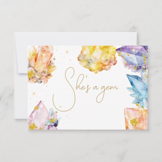 Ze is een Gem Verjaardagskristallen Meisjes waterv Bedankkaart (Achterkant)
