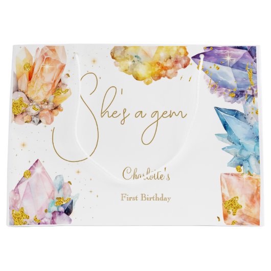 Ze is een Gem Verjaardagskristallen Meisjes waterv Groot Cadeauzakje (Voorkant)