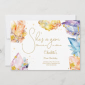 Ze is een Gem Verjaardagskristallen Meisjes waterv Kaart (Voorkant)