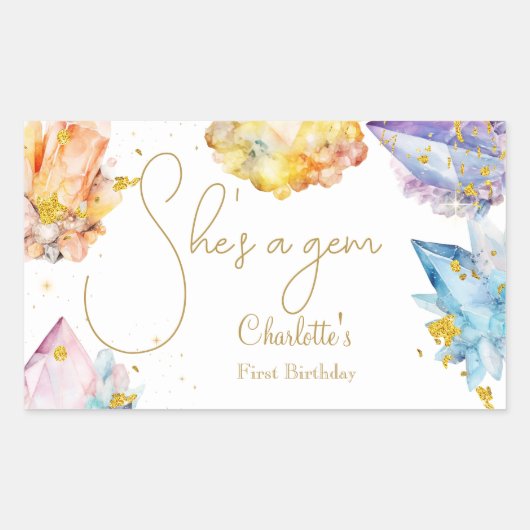 Ze is een Gem Verjaardagskristallen Meisjes waterv Rechthoekige Sticker (Voorkant)