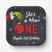 Ze is een gemene | Grinch Chalkboard Verjaardag Papieren Bordje (Voorkant)