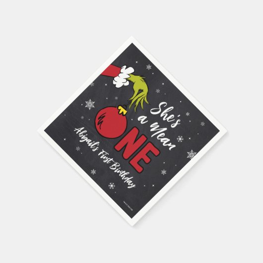 Ze is een gemene | Grinch Chalkboard Verjaardag Servet (Hoek)
