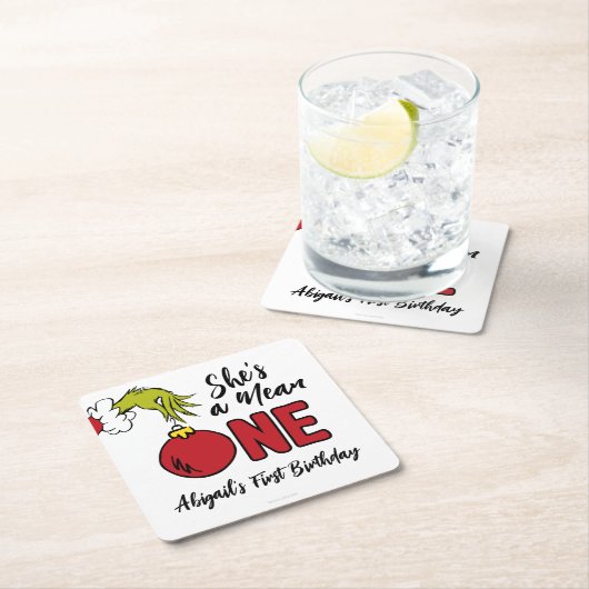 Ze is een gemene | Grinch Verjaardag Kartonnen Onderzetters (Insitu)