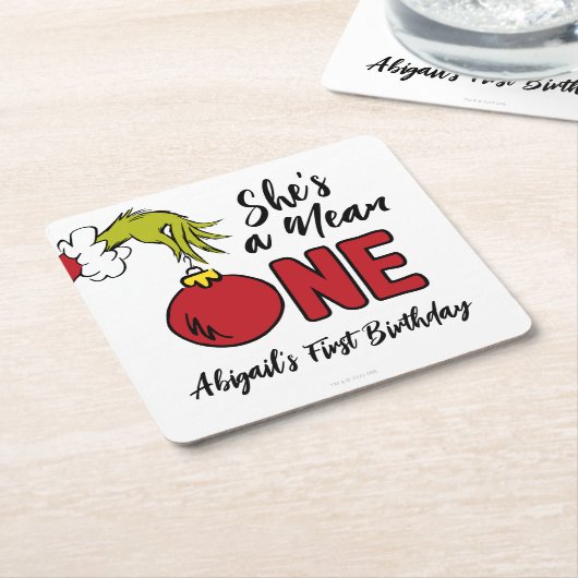 Ze is een gemene | Grinch Verjaardag Kartonnen Onderzetters (Schuin)