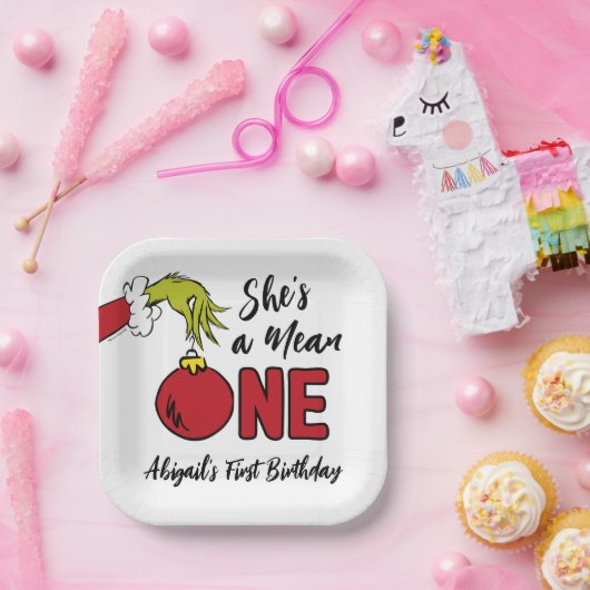 Ze is een gemene | Grinch Verjaardag Papieren Bordje (Feest)