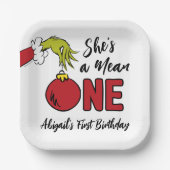 Ze is een gemene | Grinch Verjaardag Papieren Bordje (Voorkant)