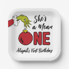 Ze is een gemene | Grinch Verjaardag Papieren Bordje