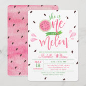 Ze is één in een Melon Baby shower Invitation Kaart (Voorkant / Achterkant)