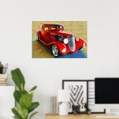 Ze is een Klassiek! Mooie rode auto Poster (Thuiskantoor)