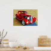 Ze is een Klassiek! Mooie rode auto Poster (Keuken)