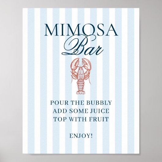 Ze is een kreeft gestreepte mimosa bar poster (Voorkant)