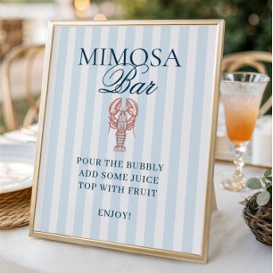Ze is een kreeft gestreepte mimosa bar poster