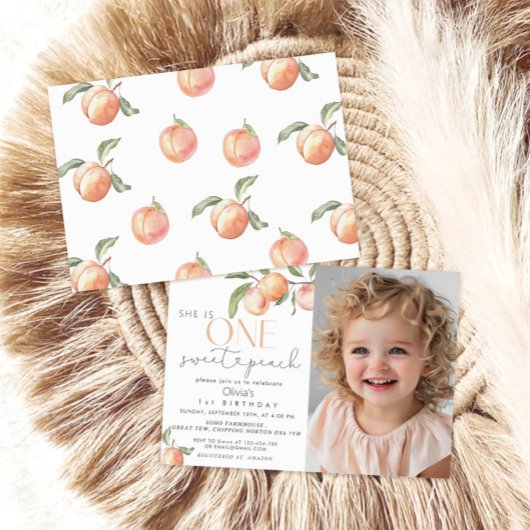 Ze is een lief perzik meisje 1e verjaardag kaart