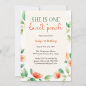 Ze is een lieve perzik eerste meisje verjaardag kaart (Voorkant)