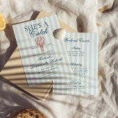 Ze is een Lobster Blue Striped Bachelorette Kaart