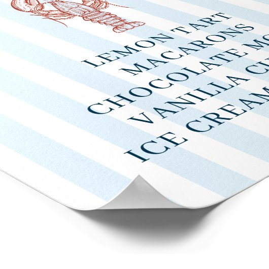 Ze is een Lobster Striped Dessert Menu Poster (Hoek)