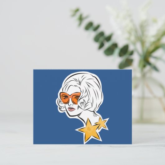 Ze is een Star Retro-stijl Briefkaart (Staand voorkant)